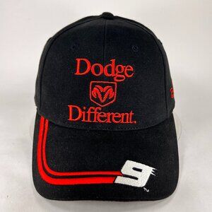 Vtg Dodge Bill Elliott Snap Back Cap Hat Black #9 NASCAR Racing Competitors Mens